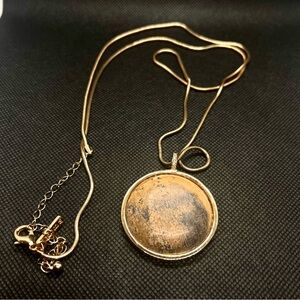 White House Black‎ Market Necklace Boho Faux Stone Round Pendant Gold Tone 24"